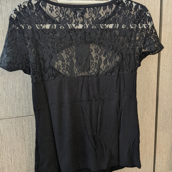 BEBE Rhinestone Lace Keyhole Top - Picture 5 of 5